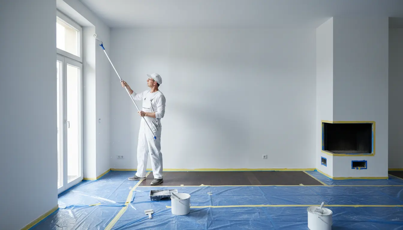 Professionelle Renovierungsarbeiten – Malerarbeiten in einem Raum